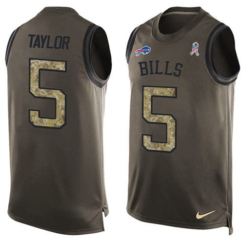 Nike Bills #5 Tyrod Taylor Green Men's Stitched NFL Limited Salute To Service Tank Top Jersey - Click Image to Close